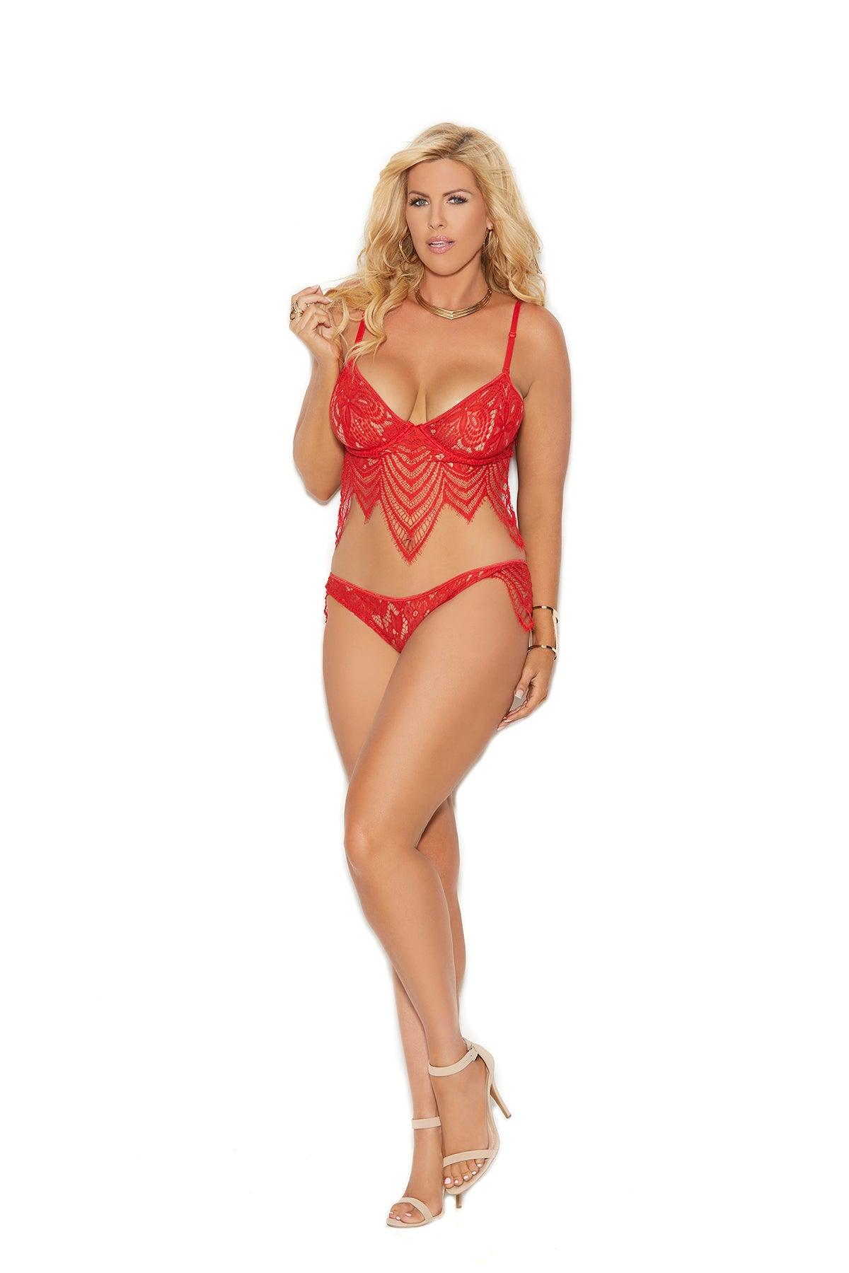 Elegant Moments Lace Bralette With Underwire Cups Set Plus Size EM3068X - Sincity Playwear