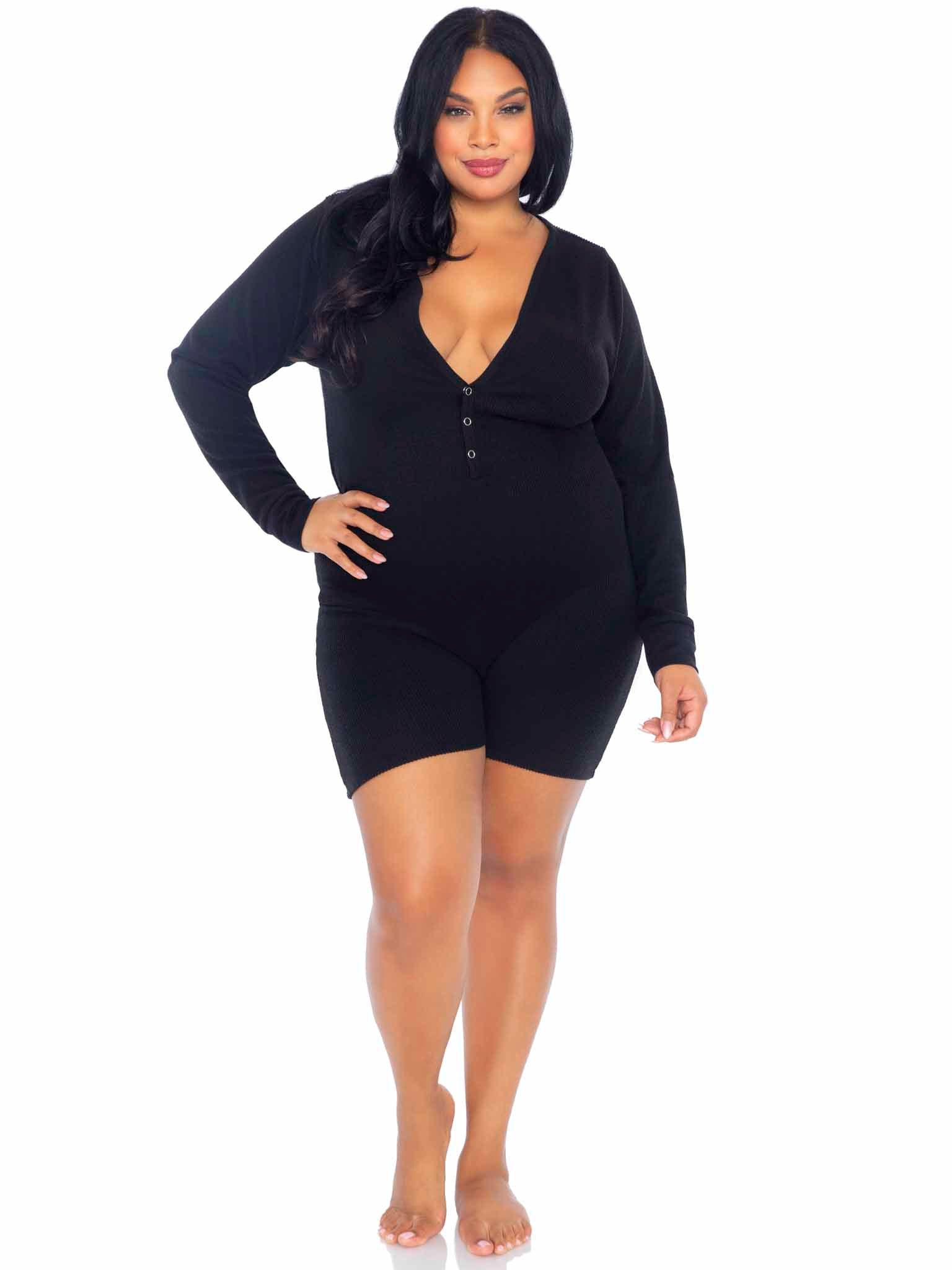 Leg Avenue Brushed Rib Romper Long Johns 86649X