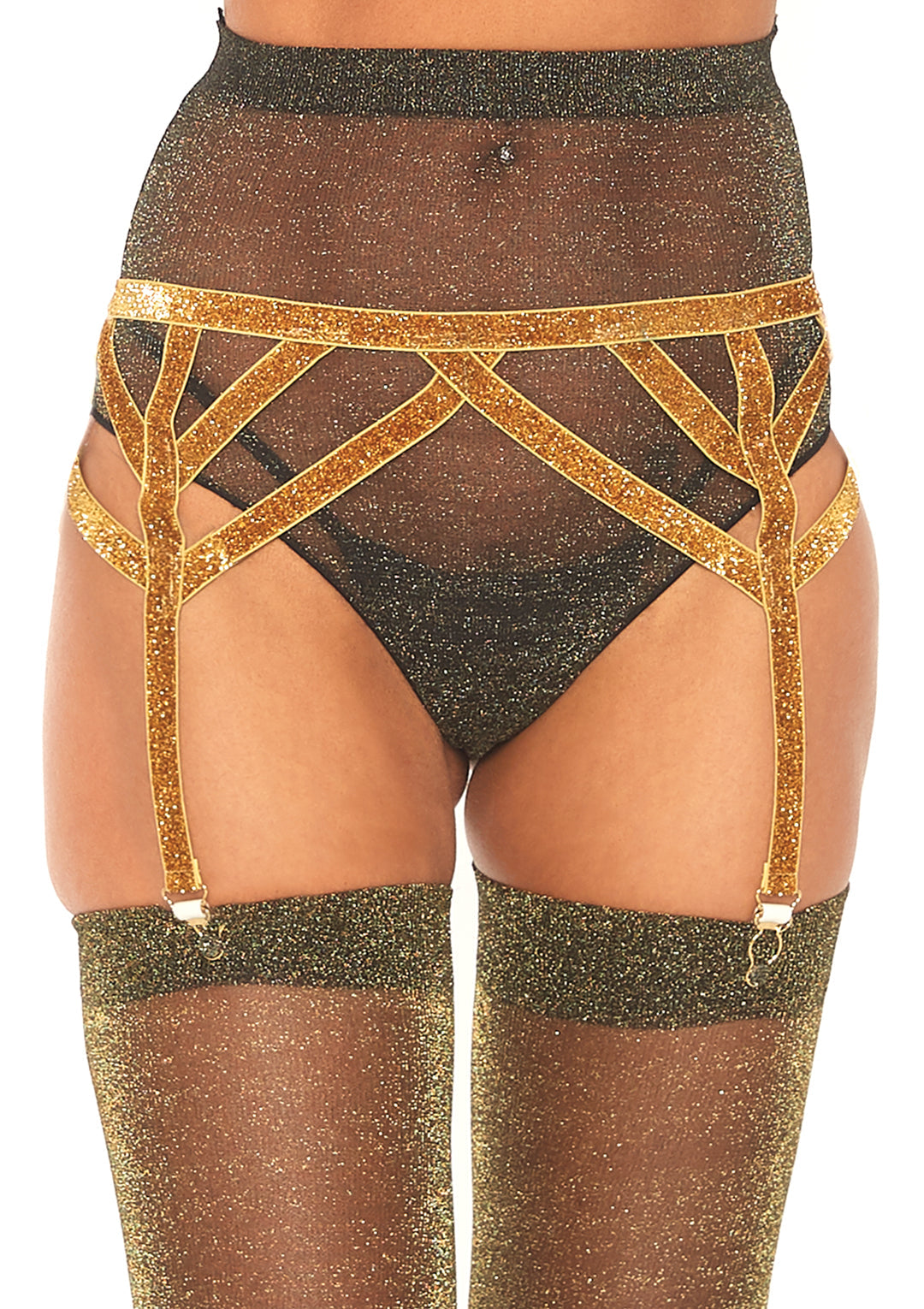 Leg Avenue Shimmer Lurex Elastic Garter Belt 8887