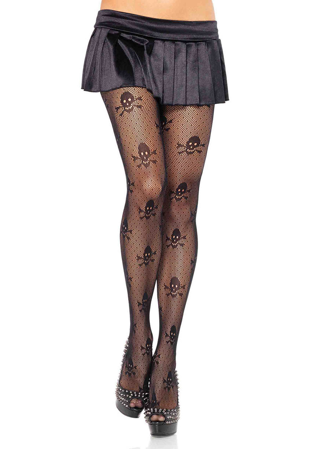 Leg Avenue Micro Net Skull Print Pantyhose 9160