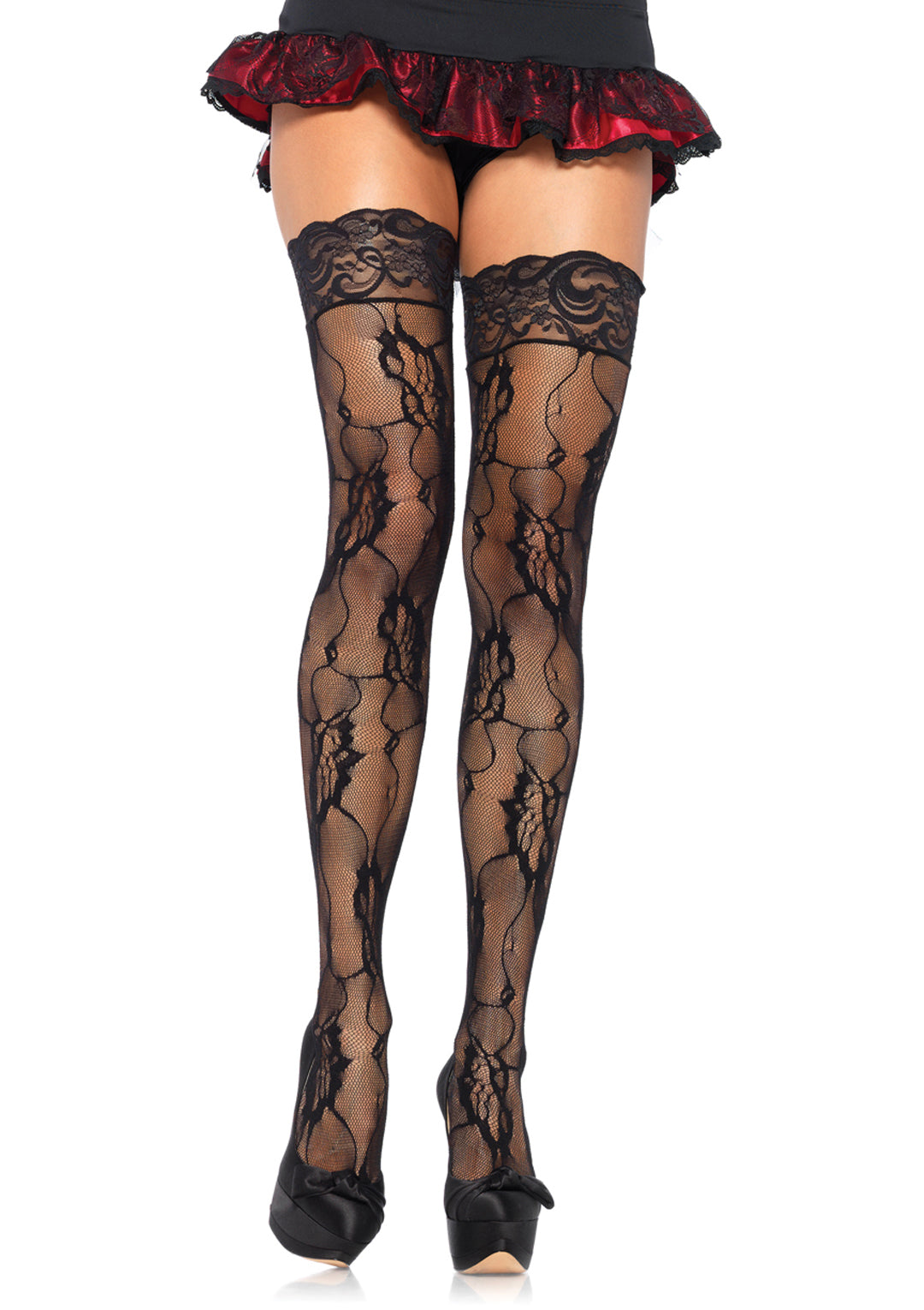 Leg Avenue Romantic Rose Lace Thigh Hi Stockings 9215