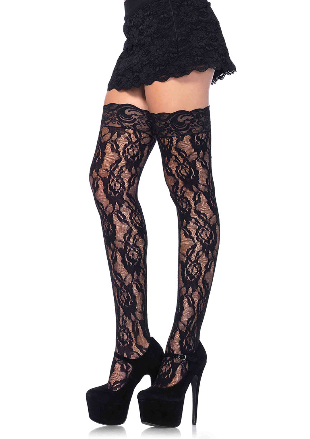 Leg Avenue Floral Lace Thigh Hi W/Lace Tops 9762