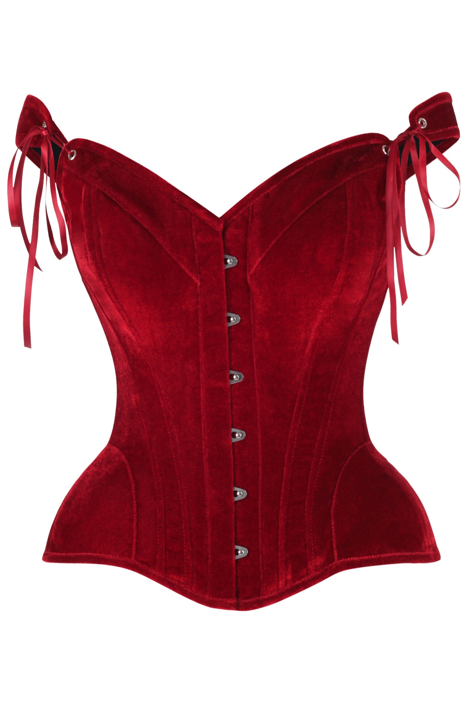 Daisy Dark Red Velvet Steel Boned Corset w/Straps