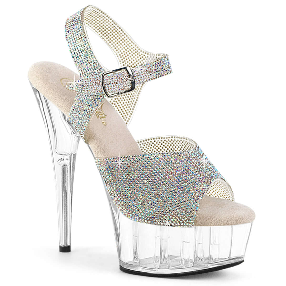 Pleaser Delight-608N-RS Ankle Strap Sandal With Rhinestones