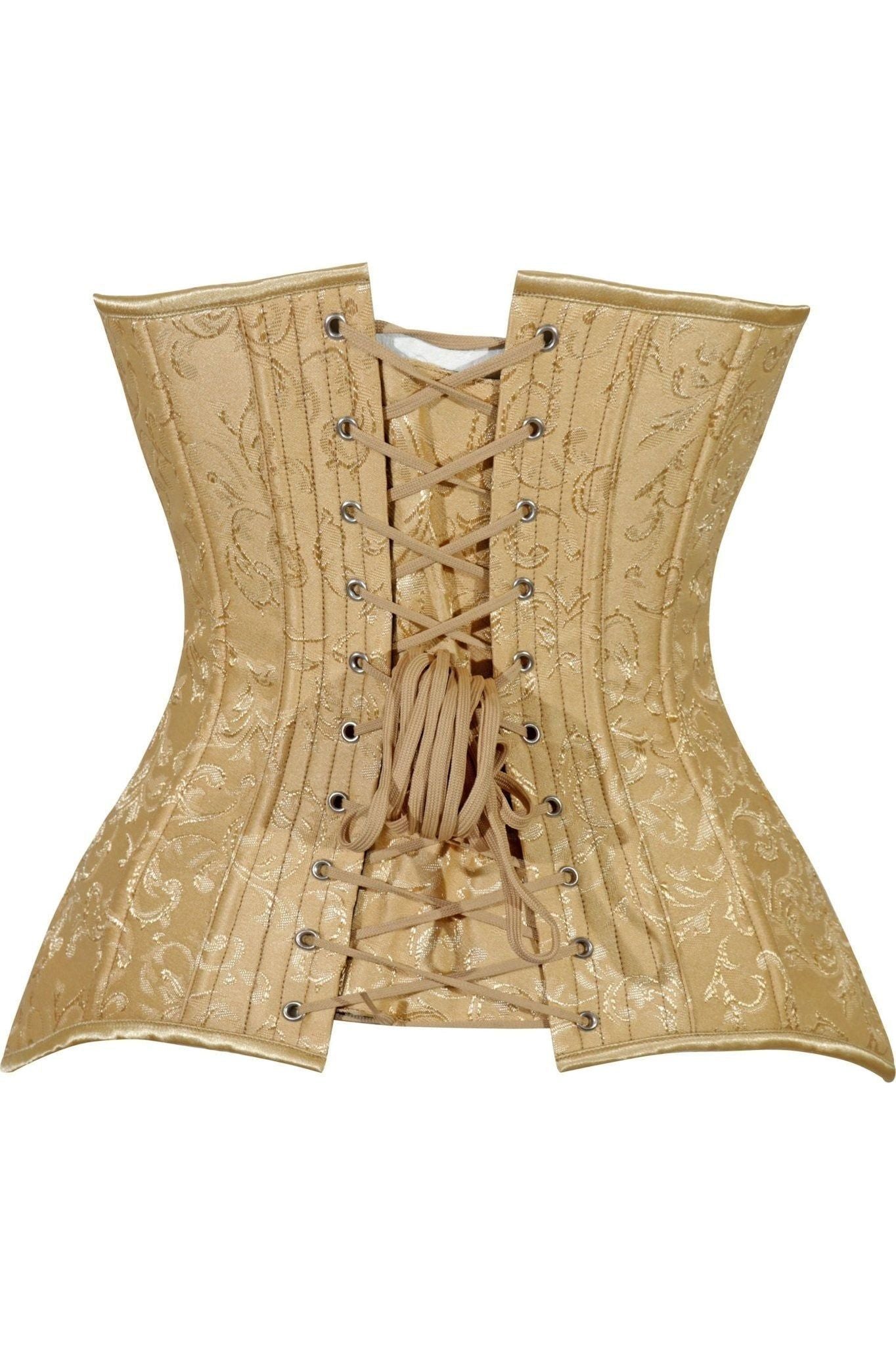 Lavish Gold Brocade Overbust Corset W/Busk Closure - Daisy Corsets