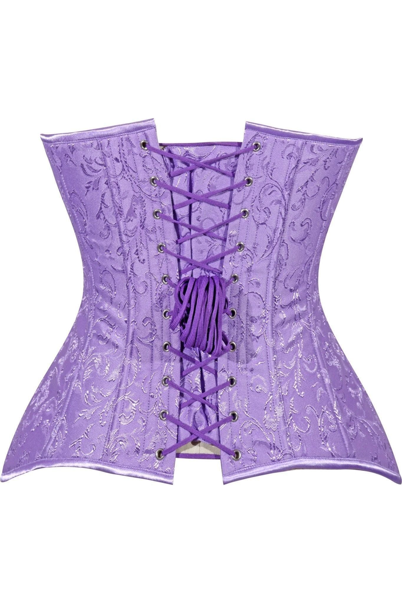 Lavish Lt Purple Brocade Overbust Corset W/Busk Closure - Daisy Corsets