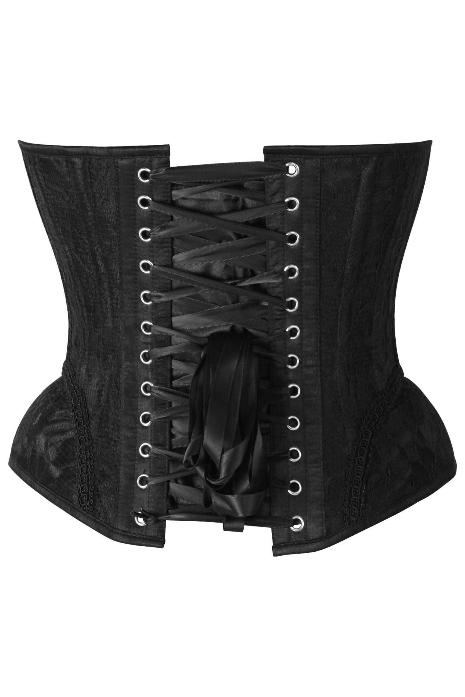 Top Drawer Black w/Black Lace Steel Boned Underwire Bustier Corset - Daisy Corsets