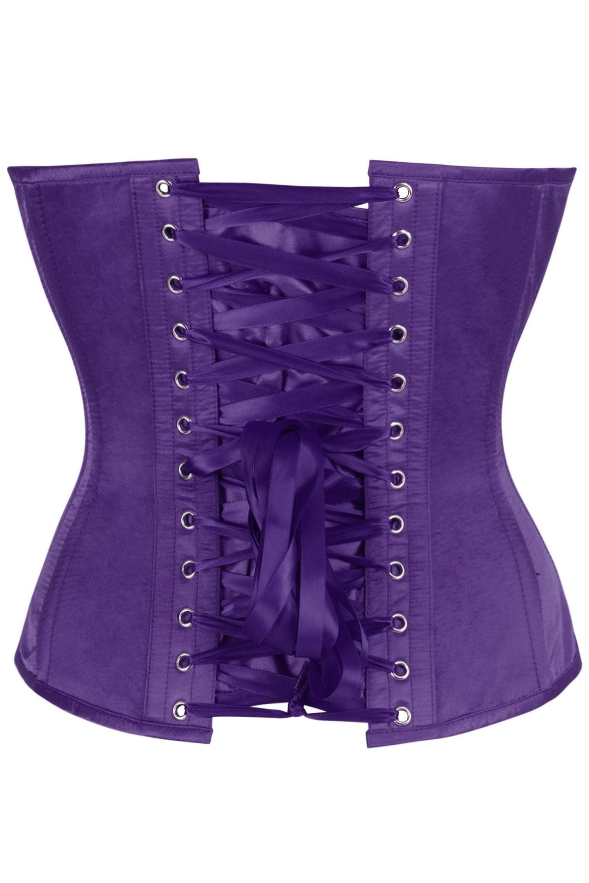 Top Drawer Plum Satin Steel Boned Overbust Corset w/Side Zipper - Daisy Corsets