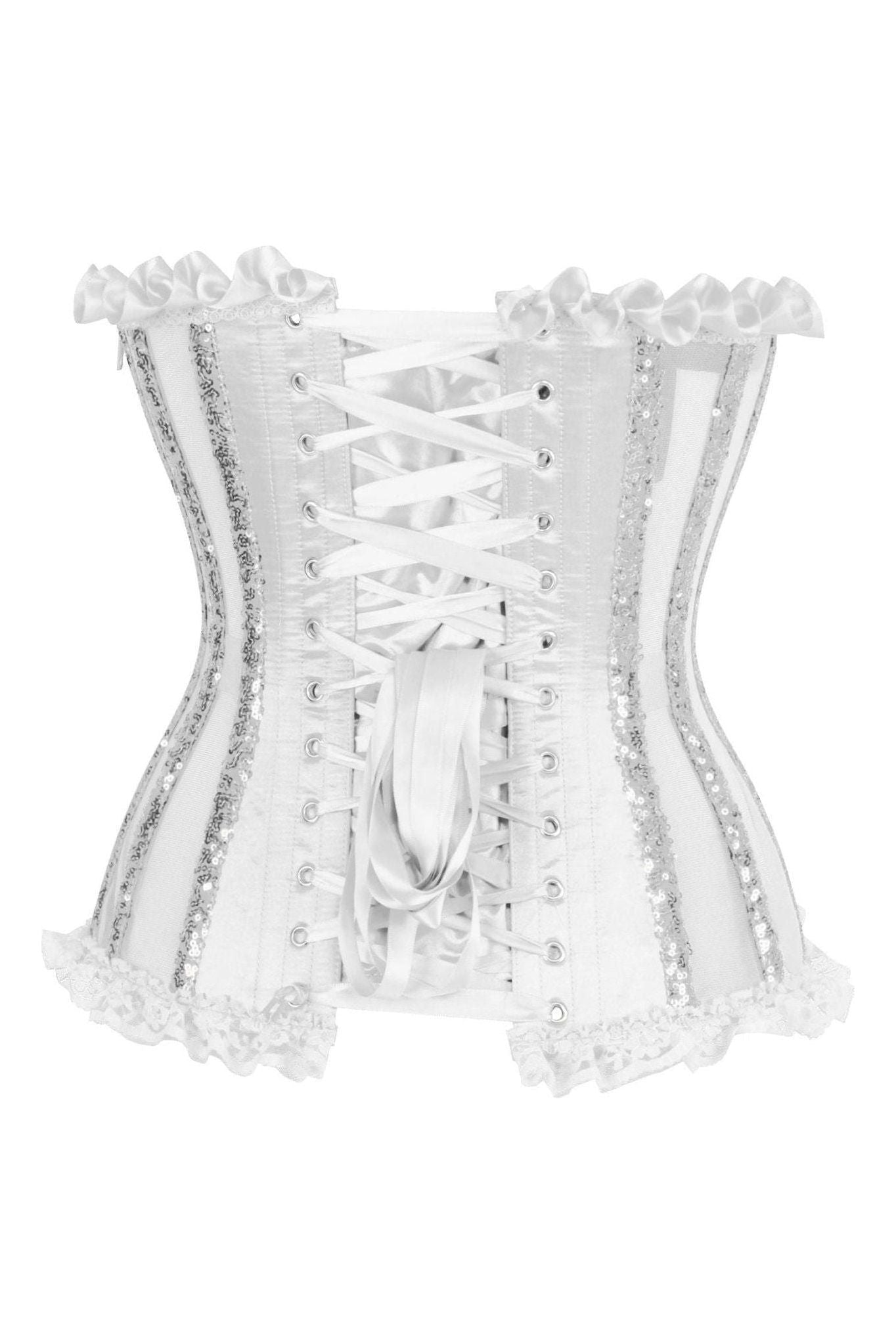 Top Drawer Steel Boned Silver Sequin Underwire Bustier Corset - Daisy Corsets