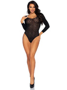 Leg Avenue Mosaic Sheer Opaque Snap Bodysuit 89282