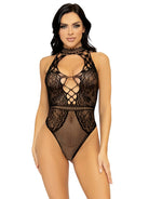 Leg Avenue 89307 Lace Keyhole Halter Bodystocking