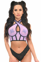 Daisy LV-1537 Lt Purple Mesh Underwire Cincher w/Built In Halter Top