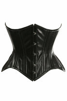 Daisy TD-1801 Black Faux Leather Double Steel Boned Curvy Cut Waist Cincher Corset