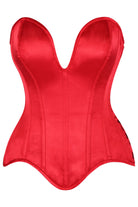 Daisy Steel Boned Red Satin Plunge Neckline Overbust Corset