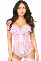 Daisy Lt Pink Sheer Lace Steel Boned Corset TD-671