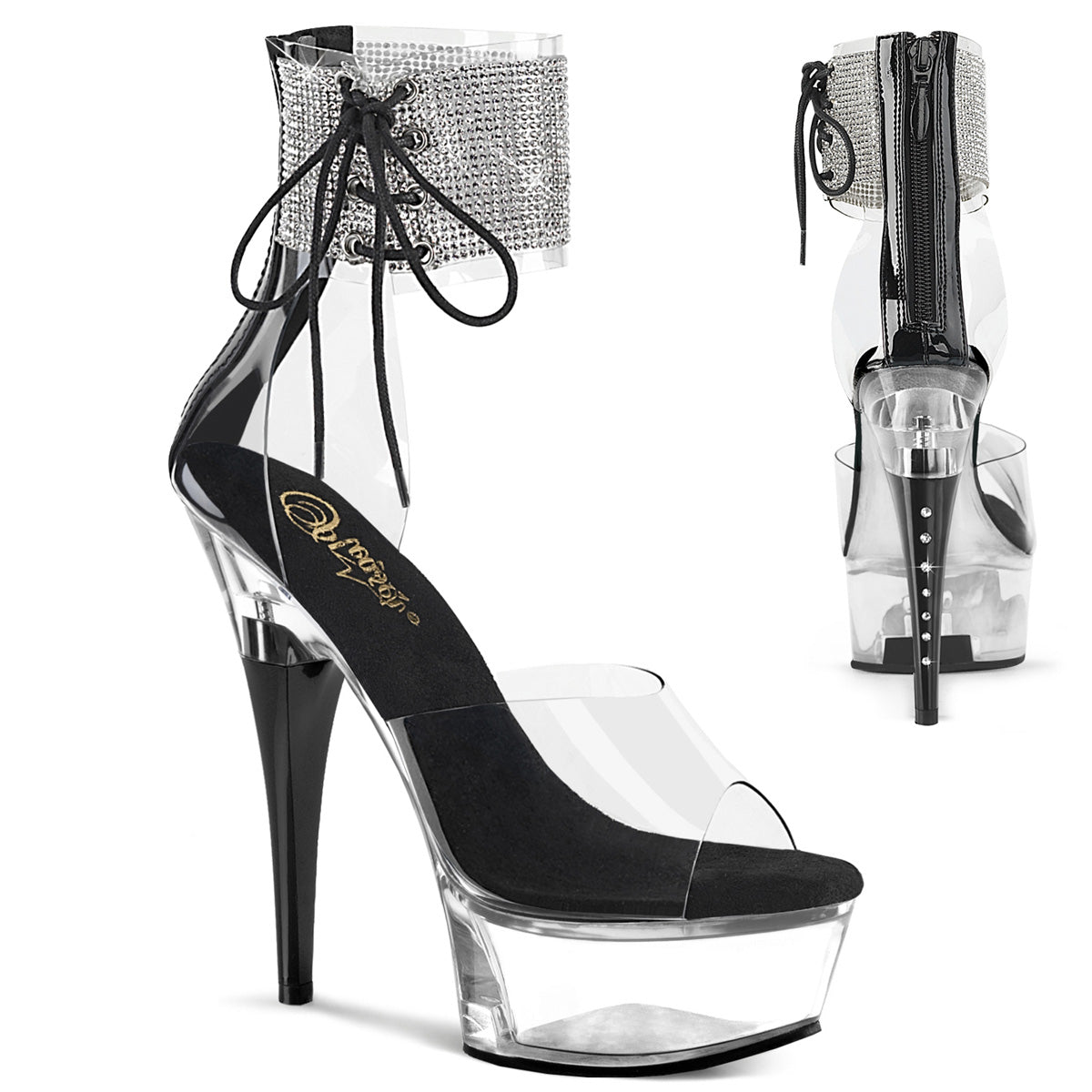 Pleaser Captiva-624RS Rhinestone Embellished Ankle Cuff Sandal