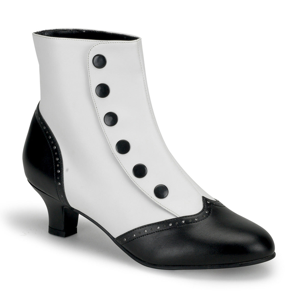 Pleaser Flora-1023 Two-Tone Button Snap Spat Ankle Boot