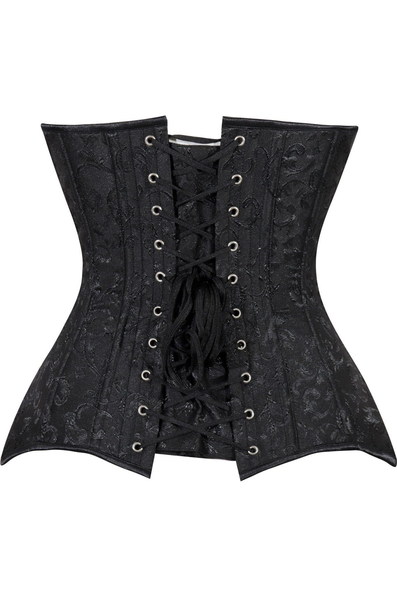 Lavish Black Brocade Overbust Corset W/Busk Closure - Daisy Corsets