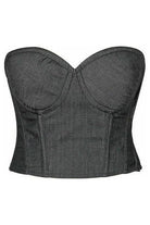 Lavish Black Denim Underwire Bustier - Daisy Corsets