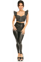 Lavish Black Denim Underwire Bustier Top w/Removable Ruffle Sleeves - Daisy Corsets