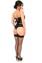 Lavish Black Faux Leather w/Black Lacing Lace - Up Bustier - Daisy Corsets