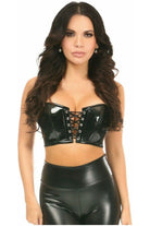 Lavish Black Patent Lace - Up Short Bustier Top - Daisy Corsets