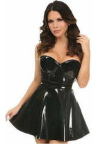 Lavish Black Patent PVC Underwire Bustier - Daisy Corsets