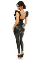 Lavish Black Patent Underwire Bustier Top w/Removable Ruffle Sleeves - Daisy Corsets