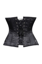 Lavish Black Satin Underbust Corset Waist Cincher Busk Closure - Daisy Corsets