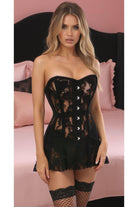 Lavish Black Sheer Lace Corset Dress - Daisy Corsets