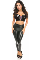 Lavish Black/Lavender Patent Lace - Up Short Bustier Top - Daisy Corsets