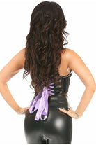 Lavish Black/Lavender Patent Lace - Up Short Bustier Top - Daisy Corsets