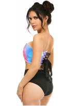 Lavish Blue/Purple Holo Lace - Up Bustier Top - Daisy Corsets