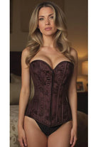 Daisy Dark Brown Lace Overbust Corset w/Zipper LV-142