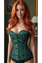 Daisy Dark Green Lace Overbust Corset w/Zipper LV-67