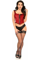Lavish Dark Red Velvet Lace - Up Bustier Top - Daisy Corsets