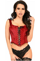 Lavish Dark Red Velvet Lace - Up Bustier Top - Daisy Corsets