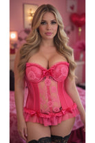 Lavish Fuchsia Lycra & Lace Hook & Eye Stretch Bustier Corset - Daisy Corsets