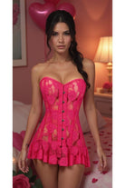 Lavish Fuchsia Sheer Lace Corset Dress - Daisy Corsets