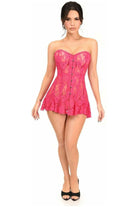 Lavish Fuchsia Sheer Lace Corset Dress - Daisy Corsets