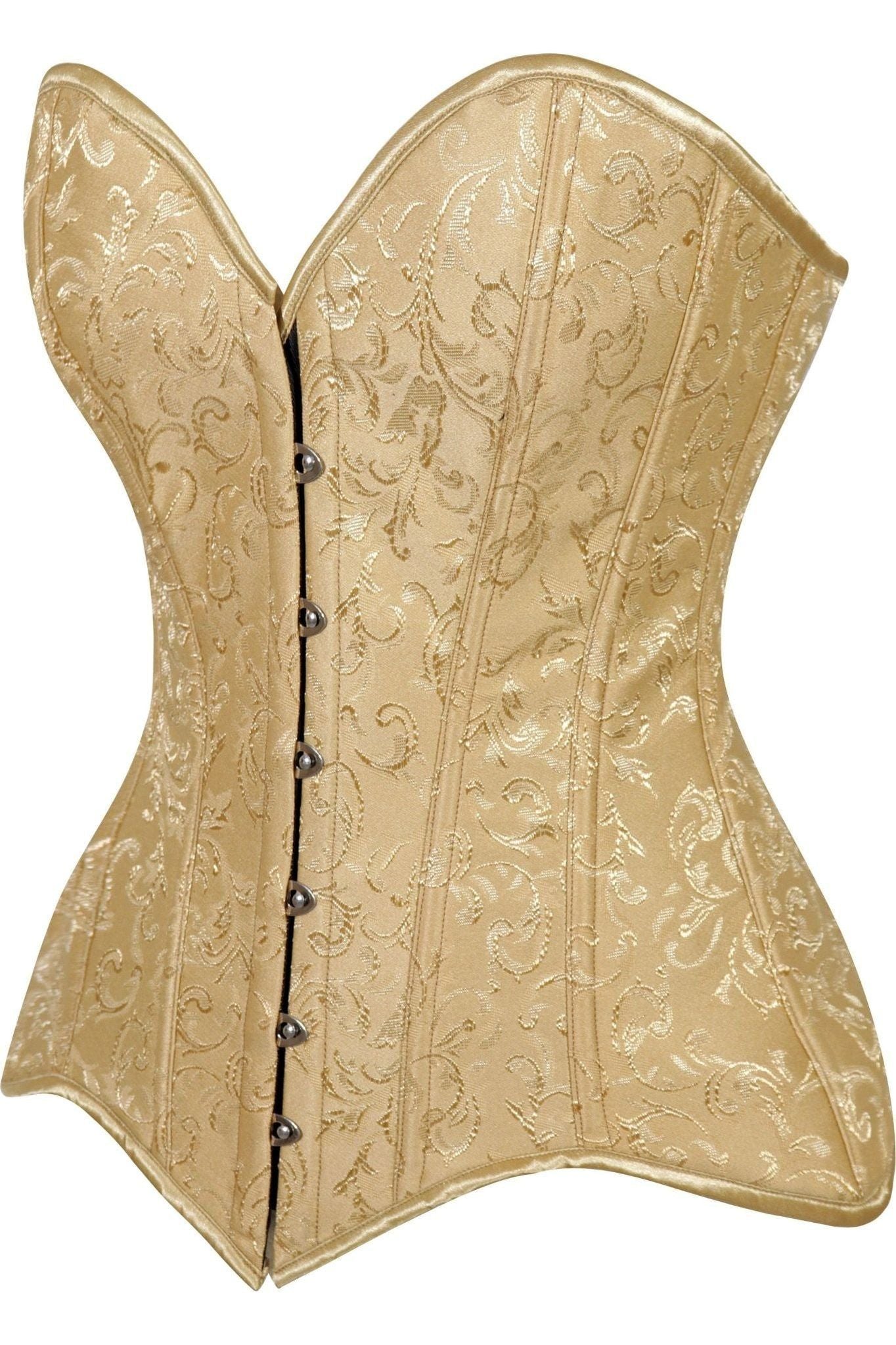 Lavish Gold Brocade Overbust Corset W/Busk Closure - Daisy Corsets