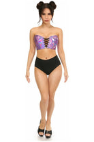 Lavish Lavender Holo Lace - Up Bustier Top - Daisy Corsets