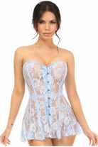 Lavish Lt Blue Sheer Lace Corset Dress - Daisy Corsets
