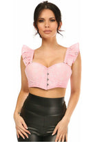 Lavish Lt Pink Eyelet Underwire Bustier Top w/Removable Ruffle Sleeves - Daisy Corsets