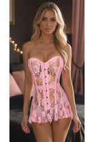 Lavish Lt Pink Sheer Lace Corset Dress - Daisy Corsets