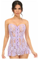 Lavish Lt Purple Sheer Lace Corset Dress - Daisy Corsets