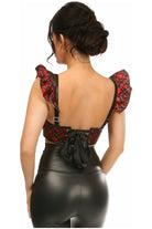 Lavish Red Plaid Underwire Bustier Top w/Removable Ruffle Sleeves - Daisy Corsets