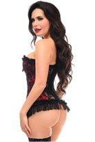 Lavish Red w/Black Lace & Lycra Hook & Eye Stretch Bustier Corset - Daisy Corsets