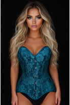 Lavish Teal Lace Overbust Corset Sweetheart Neckline Busk Closure - Daisy Corsets