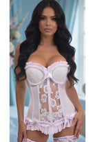 Lavish White Lycra & Lace Hook & Eye Stretch Bustier Corset - Daisy Corsets